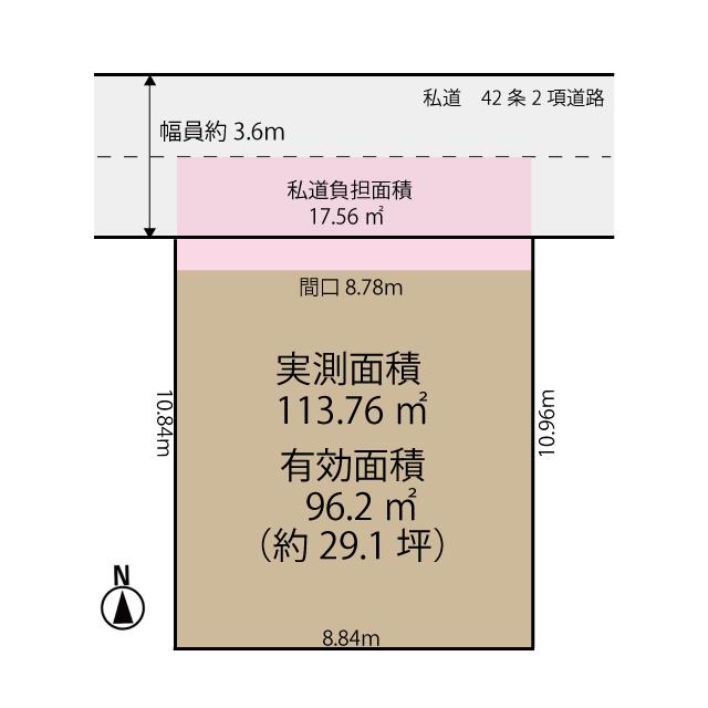Compartment figure. Land price 28.5 million yen, Land area 113.76 sq m