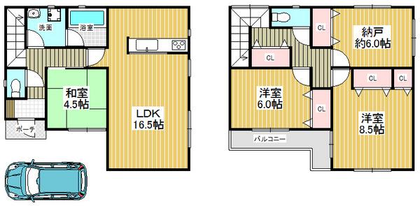 Floor plan. 23.8 million yen, 3LDK+S, Land area 100.95 sq m , Building area 93.82 sq m