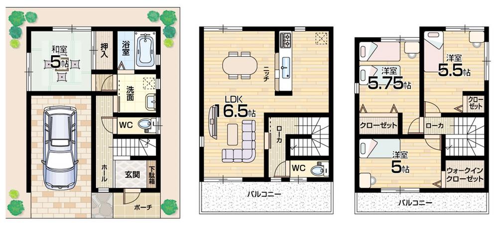 Floor plan. (No. 4 locations), Price 21,800,000 yen, 4LDK, Land area 62.77 sq m , Building area 105.7 sq m