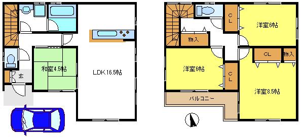 Floor plan. (1 Building), Price 23.8 million yen, 4LDK, Land area 100.95 sq m , Building area 93.82 sq m