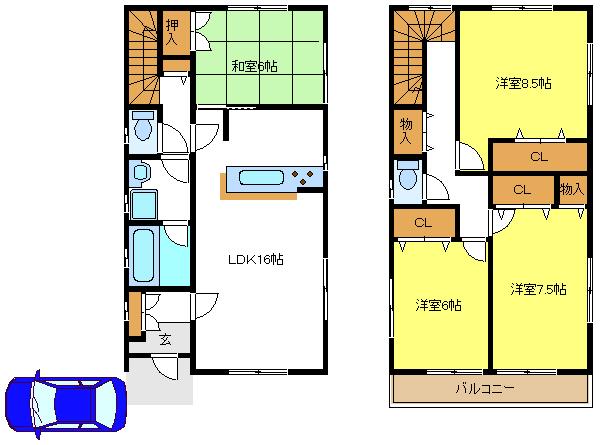 Floor plan. (4 Building), Price 22,800,000 yen, 4LDK, Land area 125.42 sq m , Building area 105.3 sq m