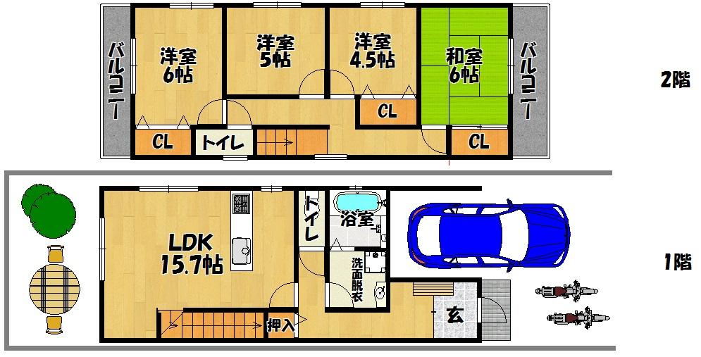 Floor plan. 35 million yen, 4LDK, Land area 91.48 sq m , Building area 110.13 sq m