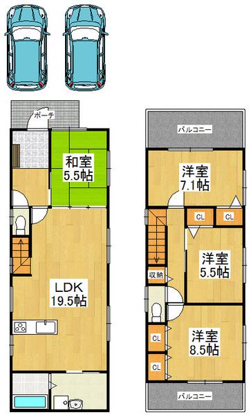 Floor plan. 40,800,000 yen, 4LDK, Land area 102.47 sq m , Building area 106.42 sq m