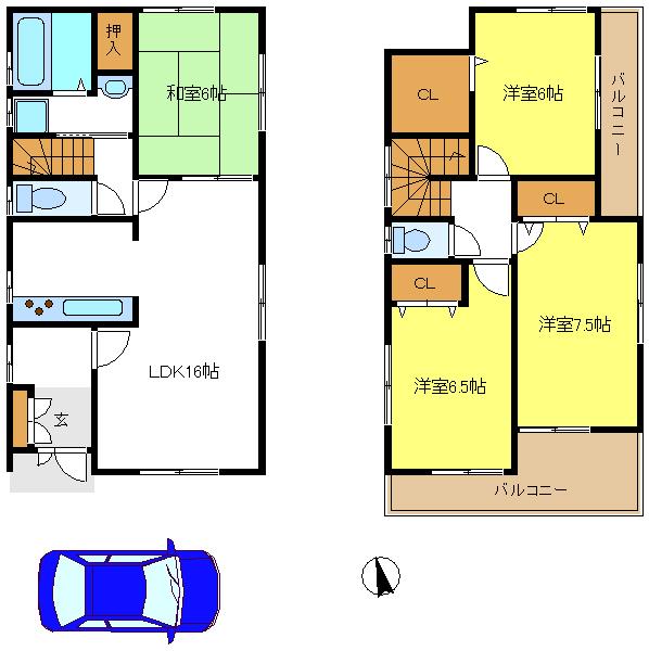 Floor plan. (No. 3 locations), Price 21,800,000 yen, 4LDK, Land area 90.56 sq m , Building area 98.01 sq m