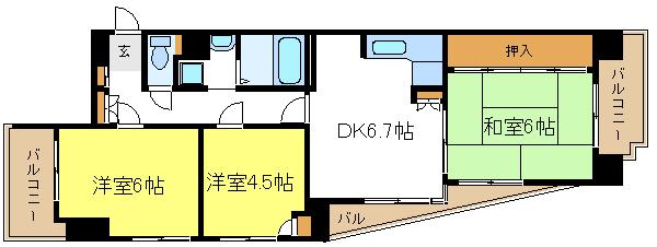 Floor plan. 3DK, Price 11 million yen, Occupied area 58.37 sq m , Lighting there is a balcony area 12.95 sq m All rooms window, Ventilation is good