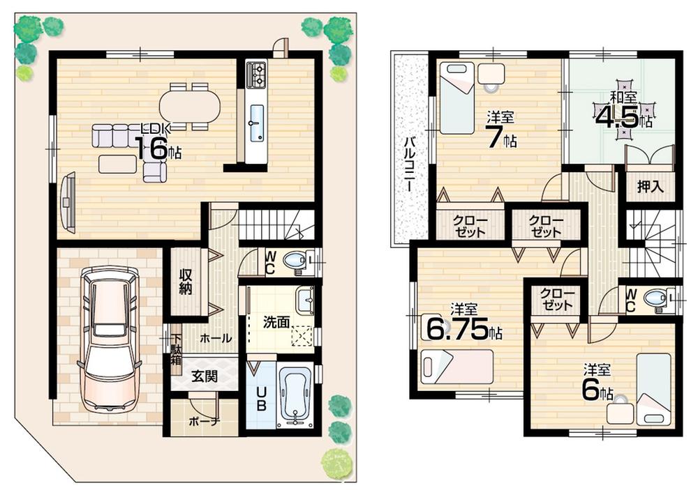 Floor plan. 19,800,000 yen, 4LDK, Land area 88.23 sq m , Building area 107.23 sq m floor plan 4LDK! With wide balcony!