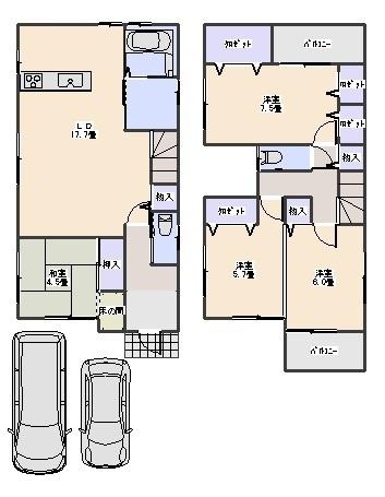 Floor plan. 44,800,000 yen, 4LDK, Land area 100.72 sq m , Building area 101.78 sq m