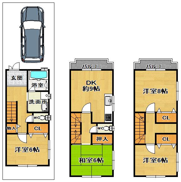 Floor plan. 15.8 million yen, 4LDK, Land area 65.3 sq m , Building area 96.57 sq m