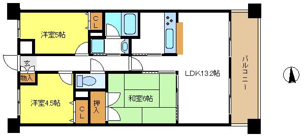 Floor plan. 3LDK, Price 20,900,000 yen, Occupied area 62.83 sq m , Balcony area 12.2 sq m