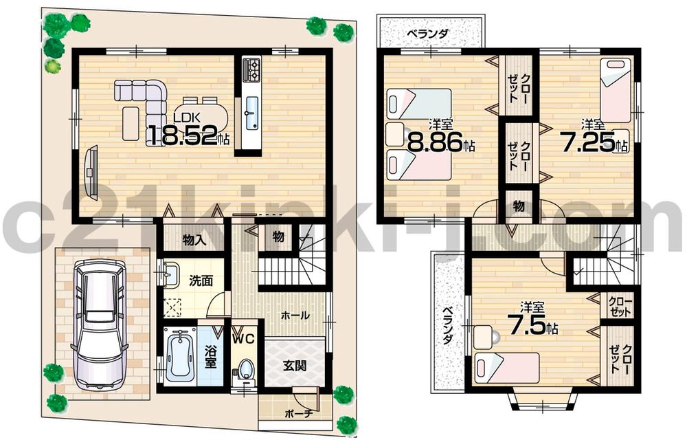 Floor plan. 23,700,000 yen, 3LDK, Land area 85.49 sq m , Building area 100.54 sq m floor plan 3LDK! All rooms 7 quires more!
