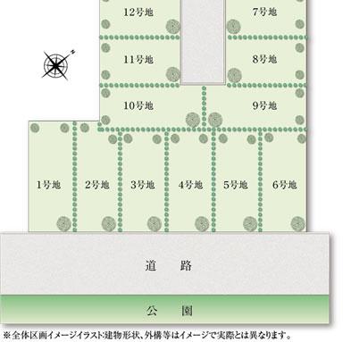 The entire compartment Figure. 2-story new city block that was realized in Osaka city, All 12 House. City and nature, Free design of the house that both can enjoy.