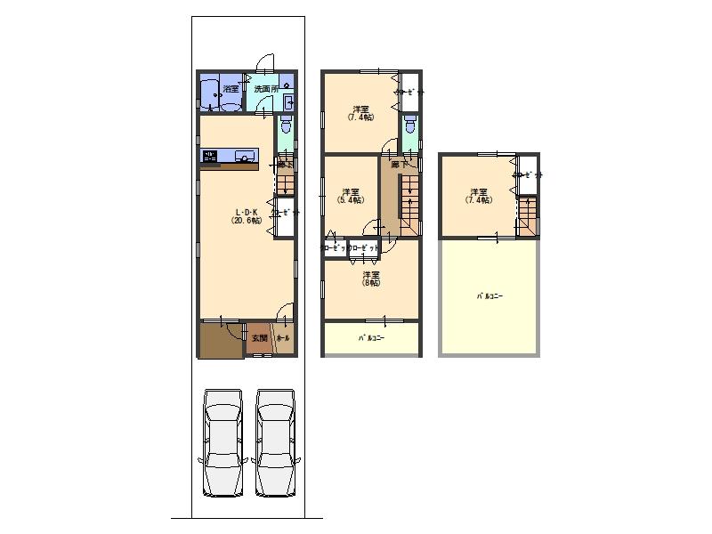 Floor plan. 41,800,000 yen, 4LDK, Land area 106.67 sq m , Building area 97.2 sq m