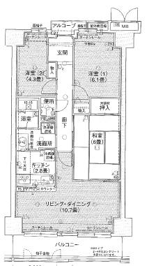Floor plan. 3LDK, Price 19,800,000 yen, Occupied area 64.48 sq m , You can immediately move on the balcony area 8.26 sq m full renovated