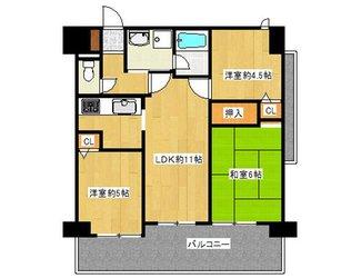Floor plan. 3LDK, Price 13.5 million yen, Occupied area 58.38 sq m , Balcony area 12.25 sq m floor plan drawings