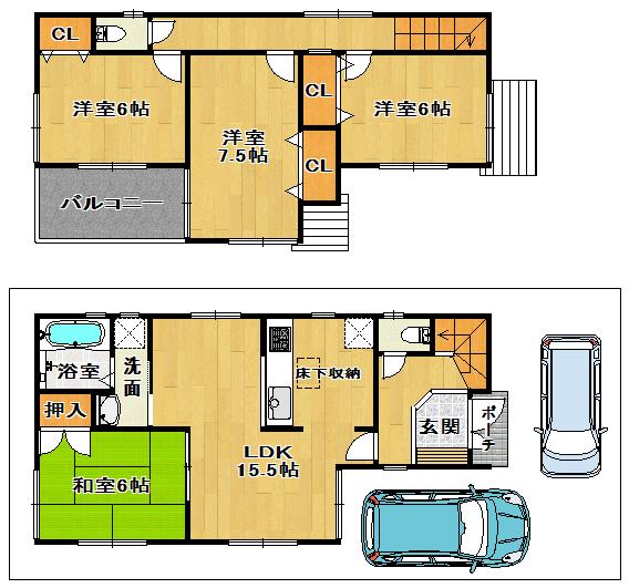 Floor plan. (No. 1 point), Price 19,800,000 yen, 4LDK, Land area 100.5 sq m , Building area 95.58 sq m