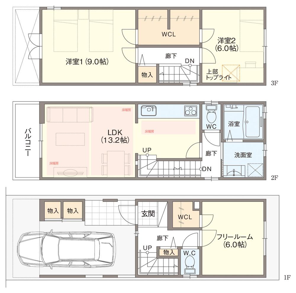 Floor plan. 27,800,000 yen, 3LDK, Land area 46.51 sq m , Building area 105.1 sq m