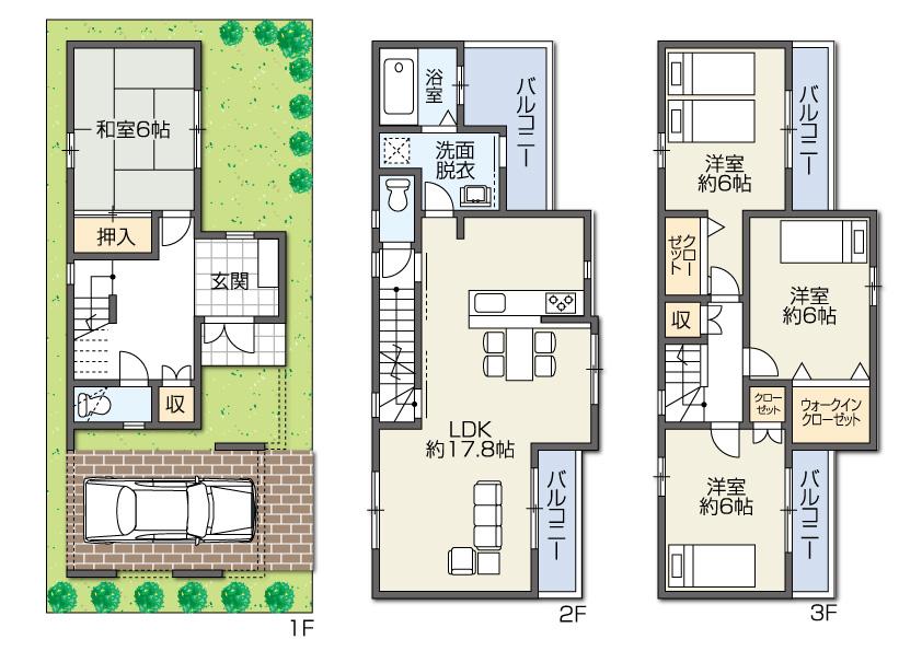 Floor plan. 39,800,000 yen, 4LDK, Land area 74.04 sq m , Building area 107.04 sq m