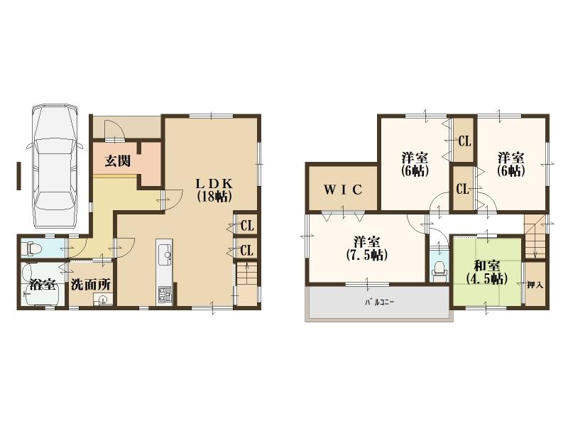 Floor plan. 35,800,000 yen, 4LDK, Land area 82 sq m , Building area 100 sq m spacious upstairs Ken plan