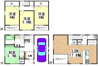 Floor plan. 35,800,000 yen, 4LDK, Land area 56.29 sq m , Building area 104.67 sq m floor plan