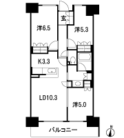Floor: 3LDK, occupied area: 65.32 sq m, Price: 22.9 million yen