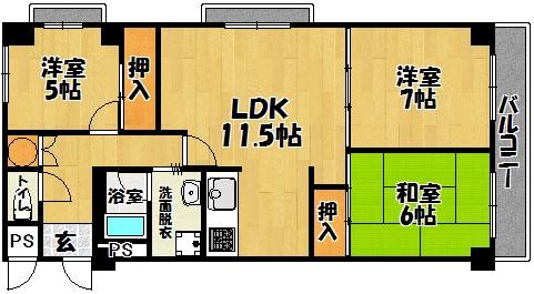 Floor plan. 3LDK, Price 15.3 million yen, Occupied area 70.15 sq m , It is a balcony area 5.61 sq m easy-to-use floor plan!