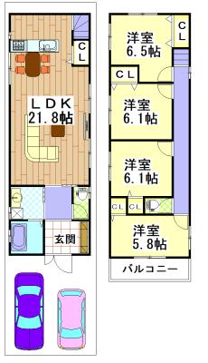 Floor plan. 38,800,000 yen, 4LDK, Land area 89.02 sq m , Building area 106.47 sq m reference floor plan. Free Plan correspondence
