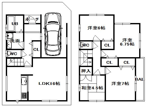 Floor plan. 21,800,000 yen, 4LDK, Land area 88.23 sq m , Building area 107.23 sq m