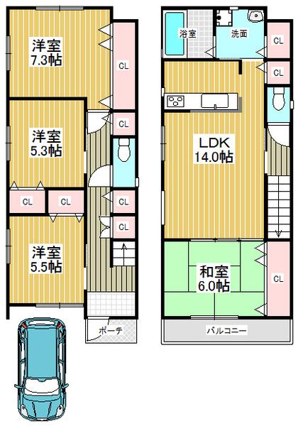 Floor plan. 37,800,000 yen, 4LDK, Land area 88.3 sq m , Building area 100.34 sq m