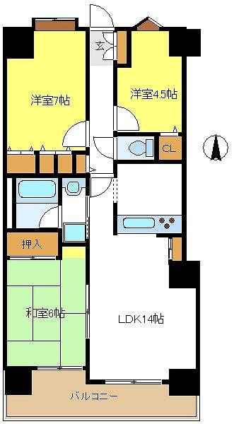 Floor plan. 3LDK, Price 22.5 million yen, Occupied area 69.94 sq m , Balcony area 10.74 sq m