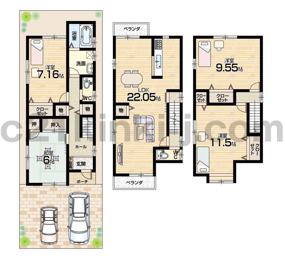 Floor plan. (No. 1 point), Price 25,300,000 yen, 4LDK, Land area 88.59 sq m , Building area 129.17 sq m