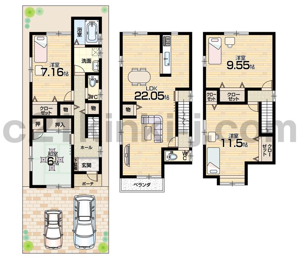 Floor plan. (No. 2 locations), Price 27.5 million yen, 4LDK, Land area 89.25 sq m , Building area 129.17 sq m