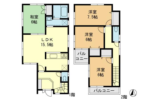 Floor plan. 20.8 million yen, 4LDK, Land area 101.9 sq m , Building area 97.38 sq m