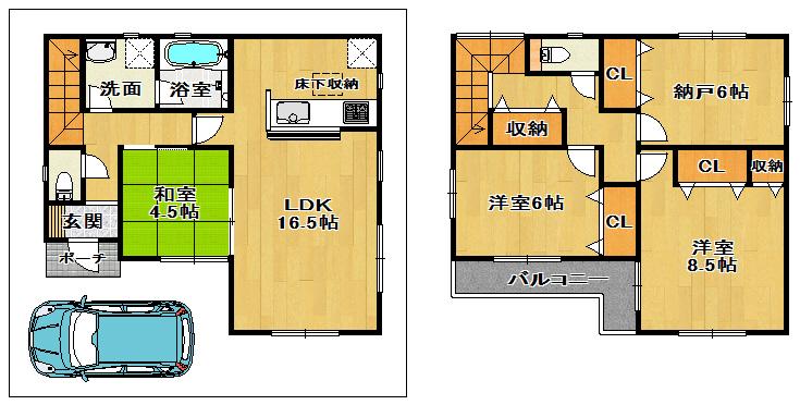 Floor plan. (1 Building), Price 23.8 million yen, 3LDK+S, Land area 100.95 sq m , Building area 93.82 sq m