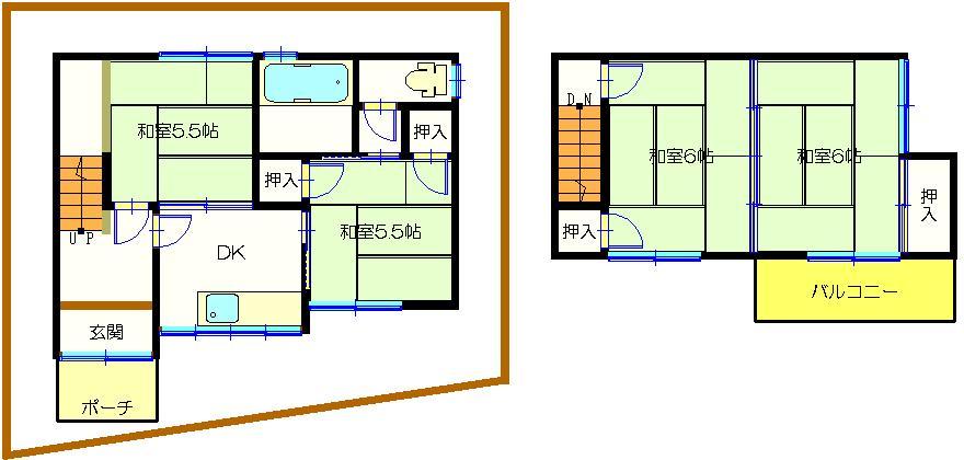 Floor plan. 9.8 million yen, 4DK, Land area 61.59 sq m , One detached houses between the building area 60.15 sq m 4 frontage