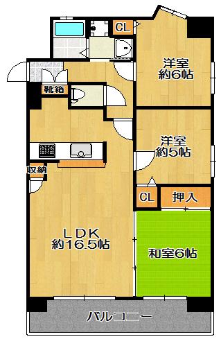 Floor plan. 3LDK, Price 23 million yen, Footprint 70.2 sq m , Balcony area 14.49 sq m