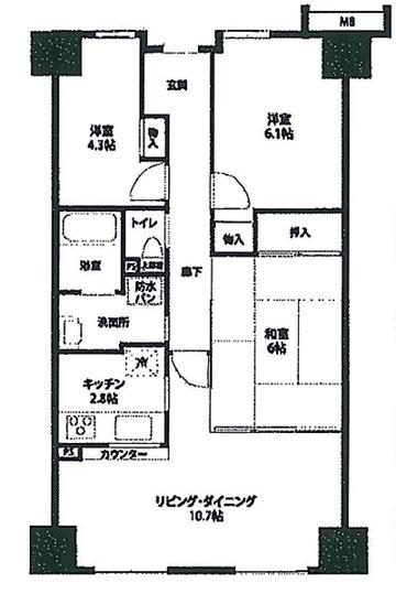 Floor plan. 3LDK, Price 19,800,000 yen, Occupied area 64.48 sq m , On the balcony area 8.26 sq m wide span floor plan, Ease of use is also looks good.