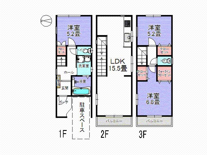Floor plan. 31,800,000 yen, 3LDK, Land area 47.69 sq m , Building area 79.38 sq m