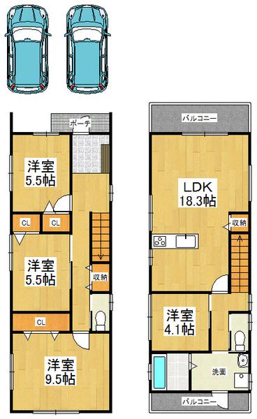 Floor plan. 40,800,000 yen, 4LDK, Land area 102.35 sq m , Building area 106.42 sq m