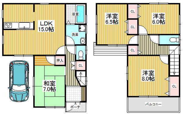 Floor plan. 23.8 million yen, 4LDK, Land area 90.11 sq m , Building area 98.01 sq m
