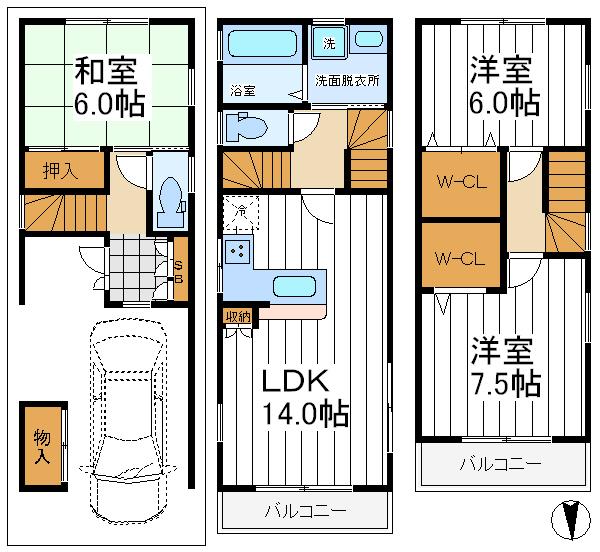 Building plan example (floor plan). Building plan example, Building price 14.8 million yen, Building area 86.94 sq m