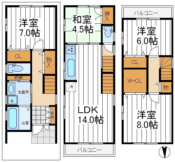 Building plan example (floor plan). Building plan example, Building price 14.8 million yen, Building area 99.63 sq m