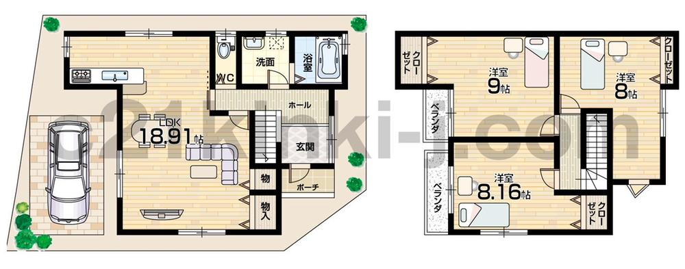 Floor plan. (A No. land), Price 24,300,000 yen, 3LDK, Land area 85.49 sq m , Building area 98.82 sq m