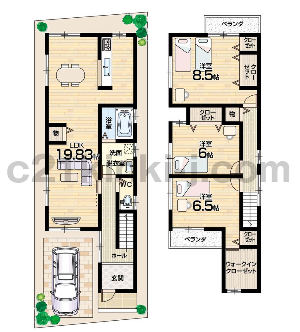 Floor plan. (C No. land), Price 23.6 million yen, 3LDK+S, Land area 88.53 sq m , Building area 99.63 sq m