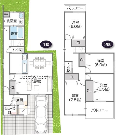 Floor plan. (No. 1 point), Price 28.8 million yen, 4LDK+S, Land area 107.13 sq m , Building area 114.73 sq m