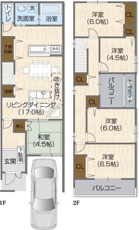 Floor plan. (No. 2 locations), Price 26,800,000 yen, 5LDK, Land area 93.73 sq m , Building area 108.54 sq m