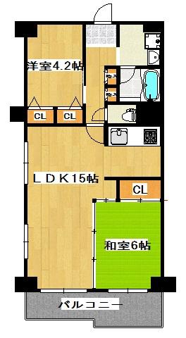 Floor plan. 2LDK, Price 13.8 million yen, Footprint 61.6 sq m , Balcony area 7.6 sq m 3DK now also spacious living room with a renovated floor plan to 2LDK