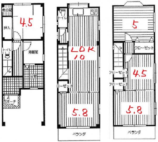 Floor plan. 20.8 million yen, 5LDK, Land area 55.28 sq m , Building area 96.75 sq m