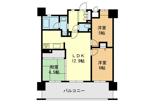 Floor plan. 3LDK, Price 21.5 million yen, Occupied area 56.97 sq m , Balcony area 15.38 sq m