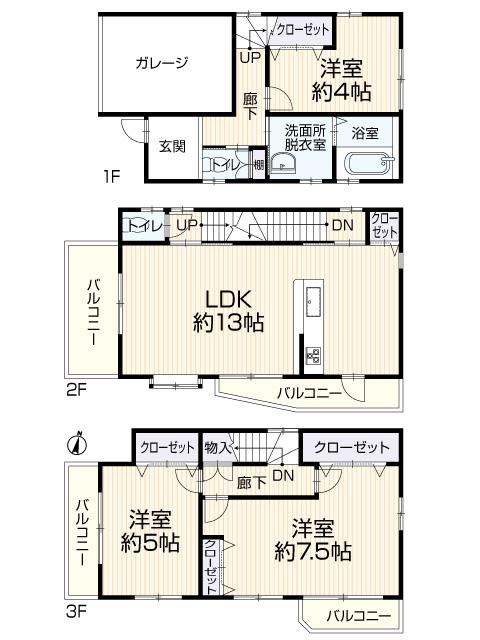 Floor plan. 25,800,000 yen, 3LDK, Land area 66.43 sq m , Building area 93.79 sq m