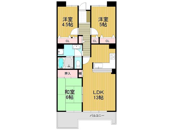 Floor plan. 3LDK, Price 16.5 million yen, Occupied area 70.17 sq m , L-shaped kitchen with consideration on the balcony area 10.75 sq m housework flow line, All room with storage space ☆